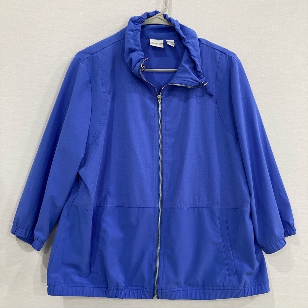Chico's Blue Lightweight Zip Up Jacket Large